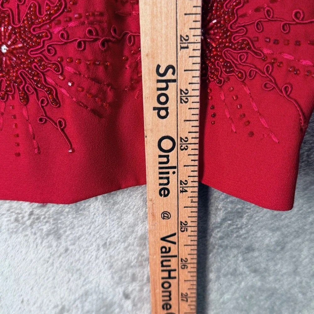 NWT R&M Richards Red Skirt Suit‎ 8 Petite Embellished Evening Church Holiday Set